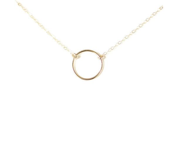 Gold Circle Necklace Dainty Gold Filled Circle Necklace Karma