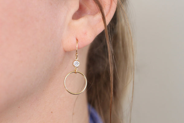 The Chloe Circle and CZ Earrings (Silver or Gold)