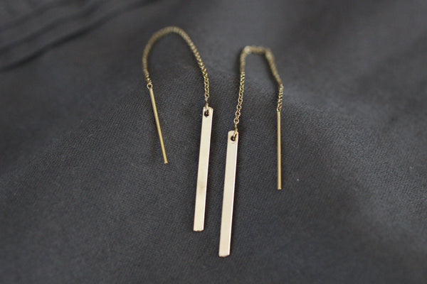 The NatalieGold Bar Ear Threader Earrings (Gold or Silver)