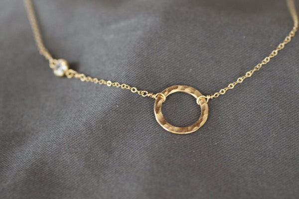 The Brea Circle and CZ Necklace (Silver or Gold)