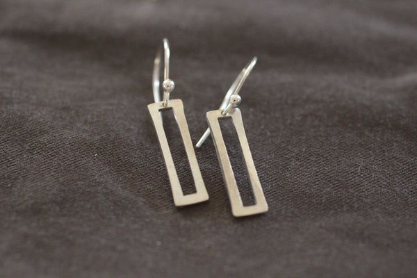 The Ray Small Rectangle Earrings (Sterling Silver)