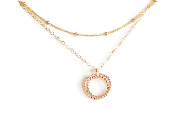 The Elinor Layered necklace with connected circles (Silver or Gold)