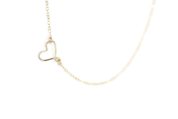 The Emma Small Sideways Heart Necklace (Silver or Gold)