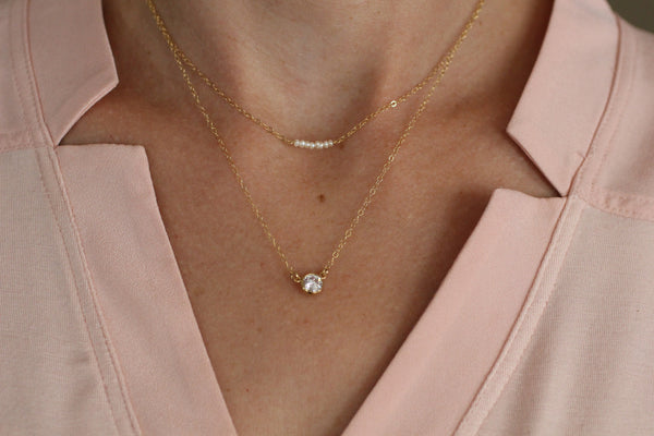 The Kara Pearl and Cubic Zirconia Layered Necklace Set