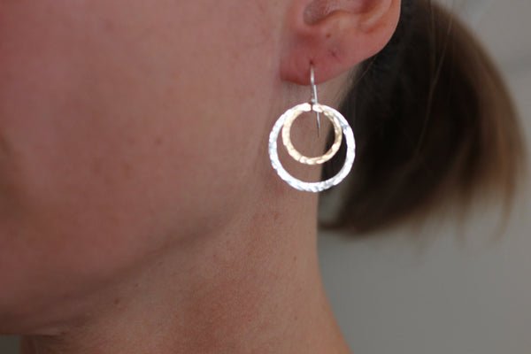 The Olivia Hammered Circles Earrings (Mixed Metals)