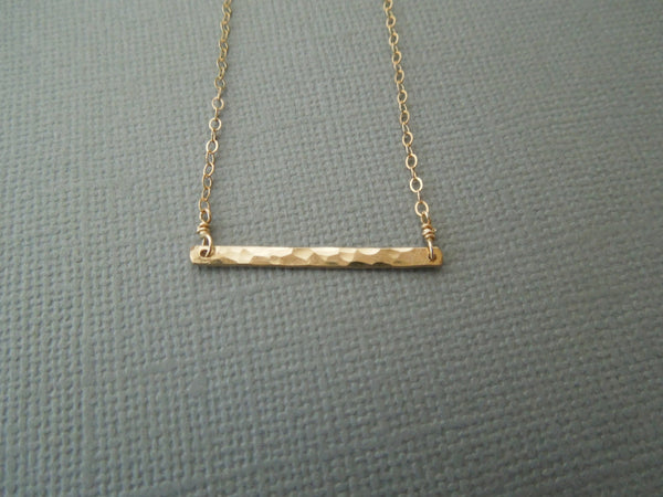The Charlotte Hammered Bar Necklace (Silver or Gold)