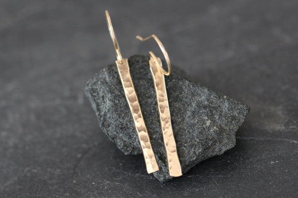 The Laura Hammered Bar Earrings (Gold or Silver)