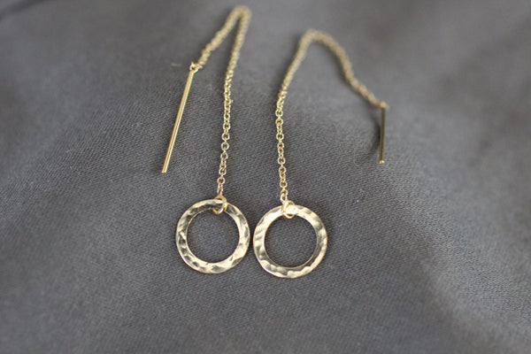 The Erika Circle Ear Threader Earrings (Silver or Gold)