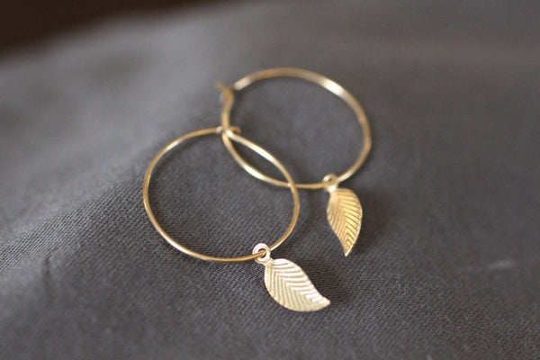 The Fern Leaf Hoop Earrings (14k Gold Filled)