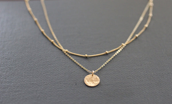 The Mia  Layered Disc Necklace (Gold or Silver)